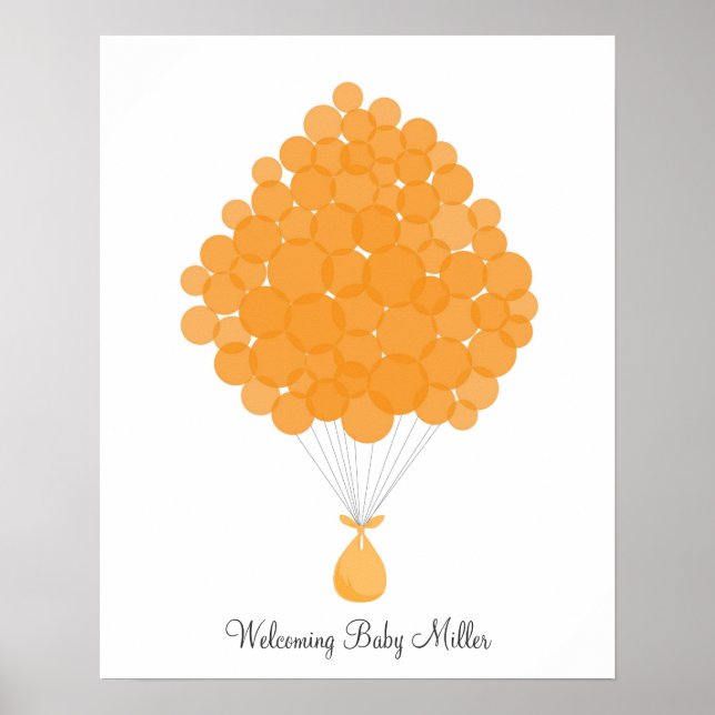 Póster Globos de firma para bebés - Naranja (Frente)