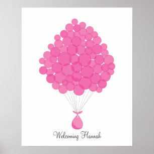 Póster Globos de firma para bebés - Rosa