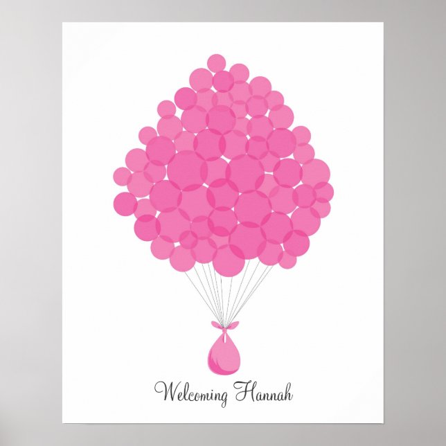 Póster Globos de firma para bebés - Rosa (Frente)