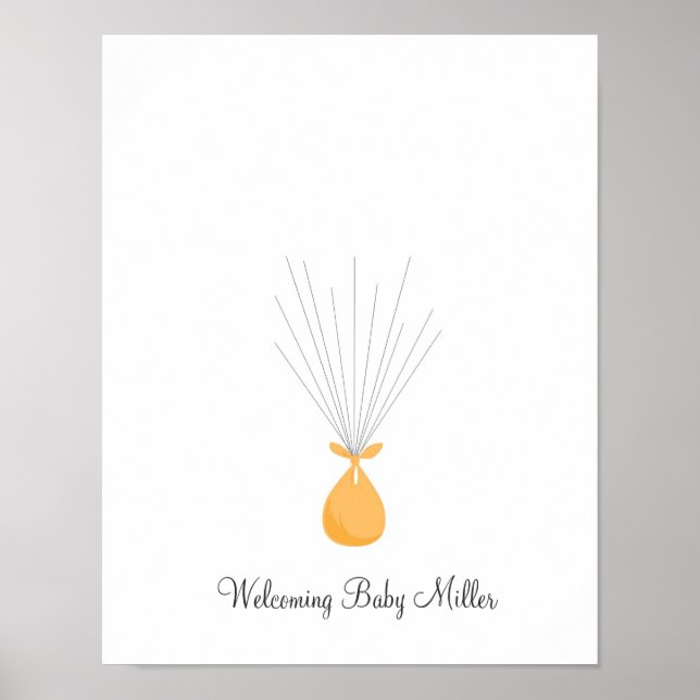 Póster Globos de huellas dactilares para bebés - Naranja (Frente)