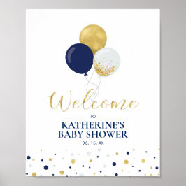 Póster Globos de Oro y Marina | Boy Baby Shower Welcome