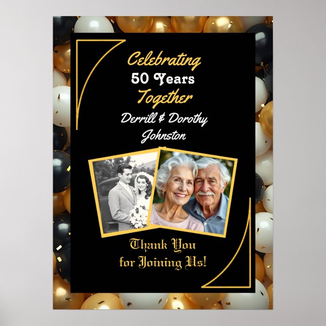 Póster Globos de oro y negro 50 años (Frente)