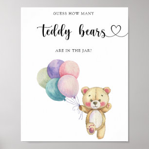Póster Globos de osito de peluche - adivina cuántos osito