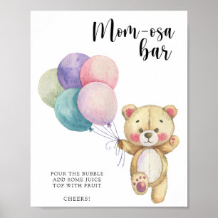 Póster Globos de osito de peluche - barra de Mom-osa