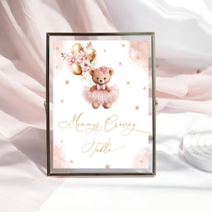 Póster Globos de osito de peluche rosa Mesa de antojos de