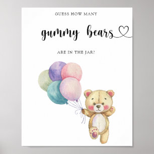 Póster Globos de ositos de peluche - adivina cuántos osit