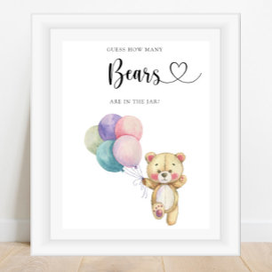 Póster Globos de ositos de peluche - adivina cuántos osos