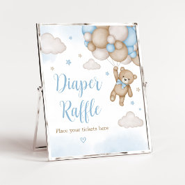 Póster Globos de oso azul Baby Shower Diaper Raffle