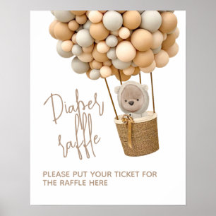 Póster Globos de oso Baby Shower moderno neutral de géner