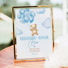 Póster Globos de oso de peluche azul barra de mamá-osa
