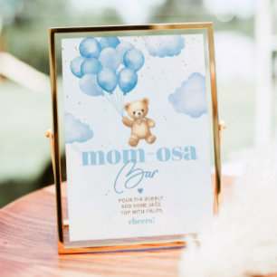 Póster Globos de oso de peluche azul barra de mamá-osa