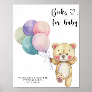 Póster Globos de oso de peluche - libros para bebés