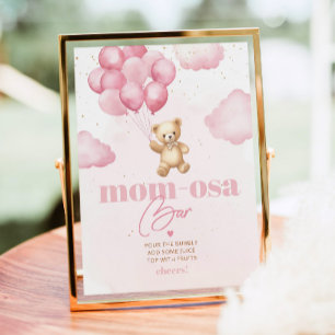 Póster Globos de oso de peluche rosa bar mamá-osa