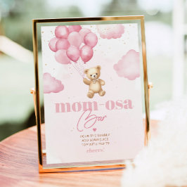 Póster Globos de oso de peluche rosa bar mamá-osa