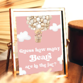 Póster Globos De Oso De Teddy Rosado Adivinan Cuántos Oso