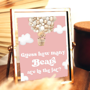 Póster Globos De Oso De Teddy Rosado Adivinan Cuántos Oso