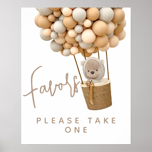 Póster Globos de oso Favoritos modernos de Baby Shower (Frente)