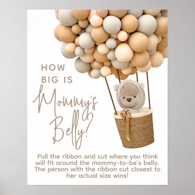 Póster Globos de oso moderno cuán grande es el juego Bell (Frente)