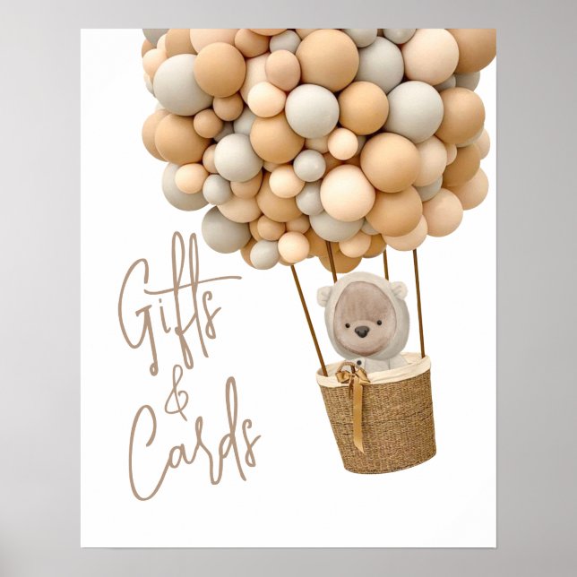 Póster Globos de oso Regalos y Tarjetas Baby Shower moder (Frente)