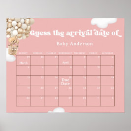 Póster Globos de Oso Teddy Adivina el calendario de fecha