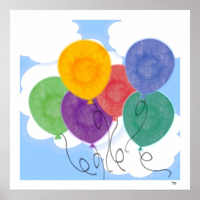 Póster Globos en el Poster del cielo (Frente)
