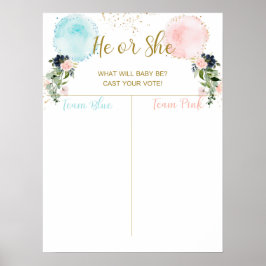 Póster Globos Evalúa tu voto, niña o niño Poster