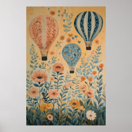 Póster Globos flotantes de aire caliente de 1790