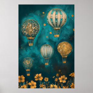Póster Globos flotantes de aire caliente de 1791