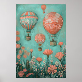 Póster Globos flotantes de aire caliente de 1792