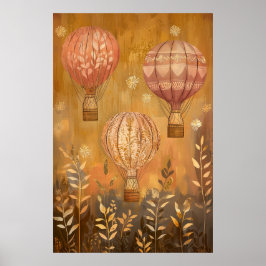 Póster Globos flotantes de aire caliente de 1794