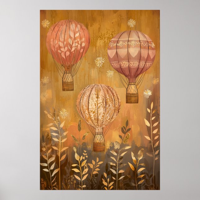 Póster Globos flotantes de aire caliente de 1794 (Frente)