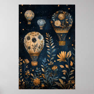 Póster Globos flotantes de aire caliente de 1795
