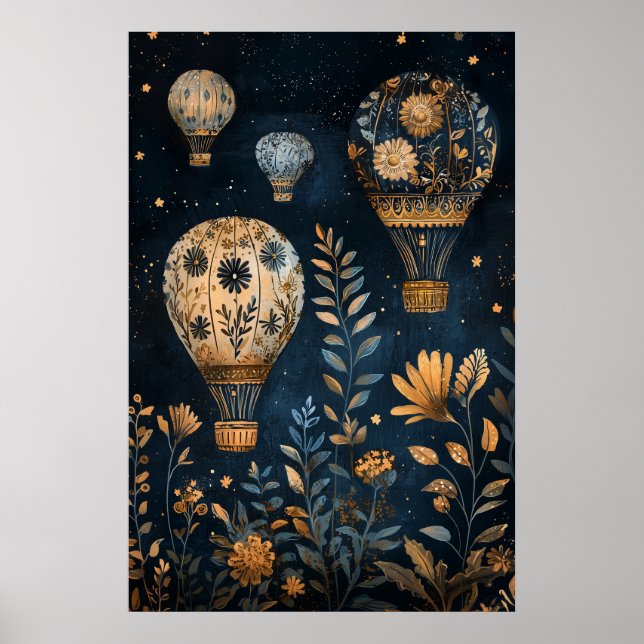 Póster Globos flotantes de aire caliente de 1795 (Frente)