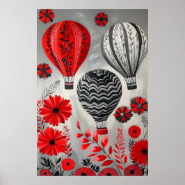 Póster Globos flotantes de aire caliente de 1796