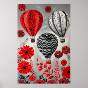 Póster Globos flotantes de aire caliente de 1796