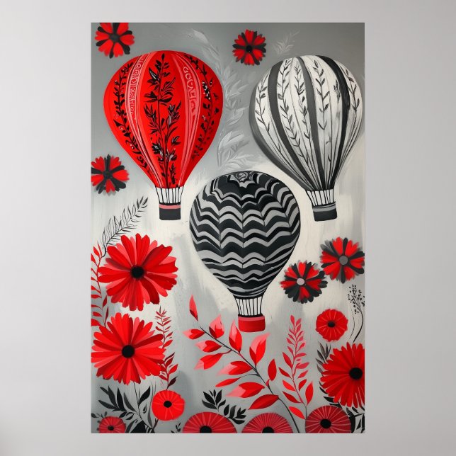 Póster Globos flotantes de aire caliente de 1796 (Frente)
