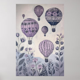 Póster Globos flotantes de aire caliente de 1797