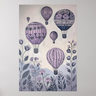 Póster Globos flotantes de aire caliente de 1797