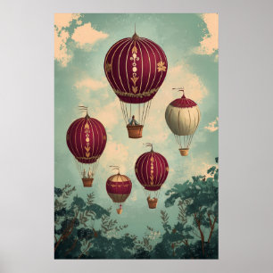Póster Globos flotantes de aire caliente de 1798