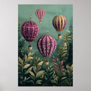 Póster Globos flotantes de aire caliente de 1799