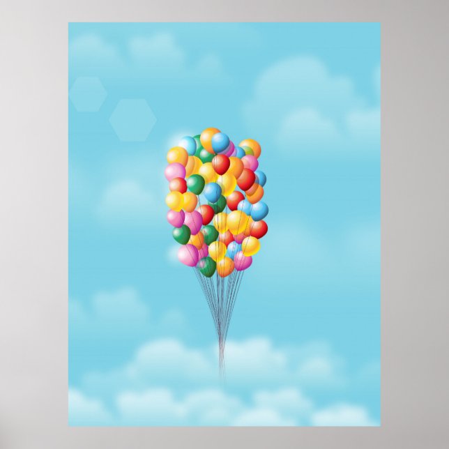 Póster Globos flotantes de arriba a abajo. (Frente)