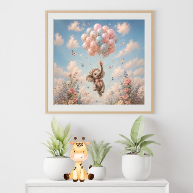 Póster Globos flotantes de elefante bebé (Subido por el creador)