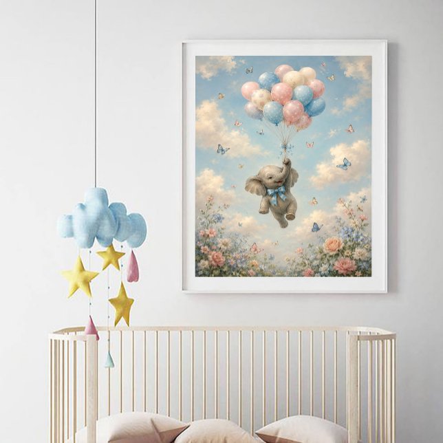 Póster Globos flotantes de elefante bebé (Subido por el creador)
