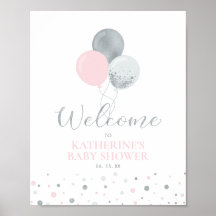 Globos plateados y rosados | Bienvenida para baby