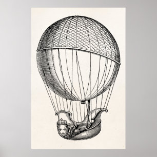 Póster Globos retros de la nave del barco del globo del