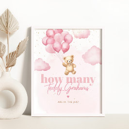 Póster Globos rosados Cuántos grahams de peluche