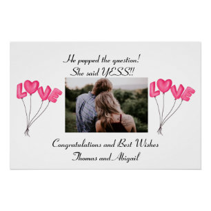 Póster Globos rosados de amor para compromiso