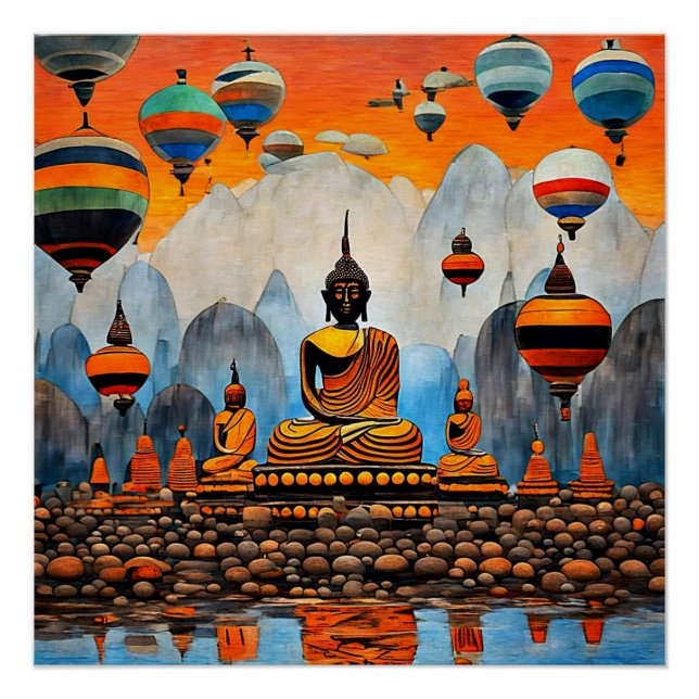 Póster Globos sobre los Himalayas (Anverso)