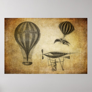 Póster Globos y dirigibles del aire caliente del vintage
