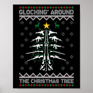 Póster Glocking Alrededor Del Árbol De Navidad Suéter Feo